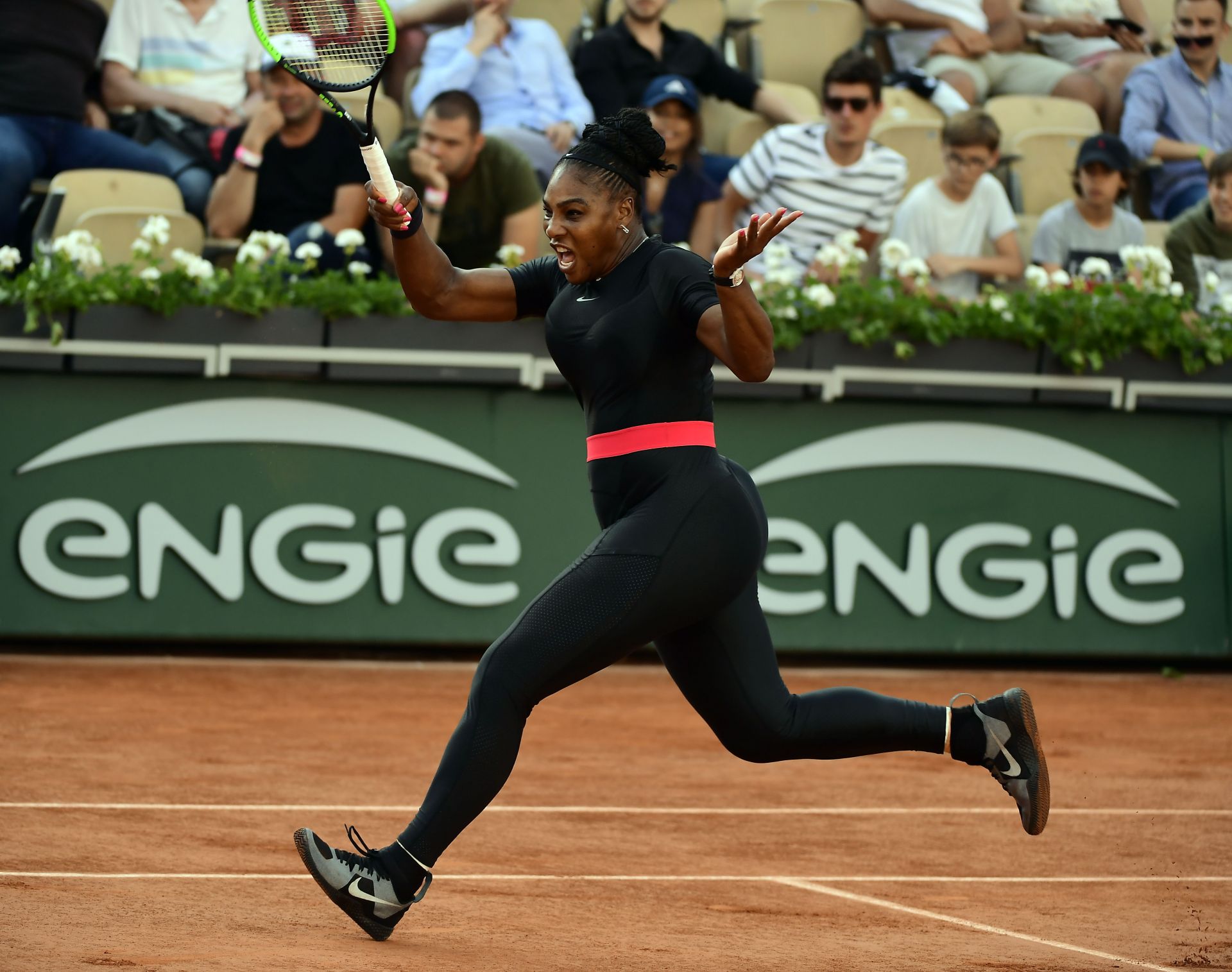 Serena Williams of the USA plays Julia Goerges