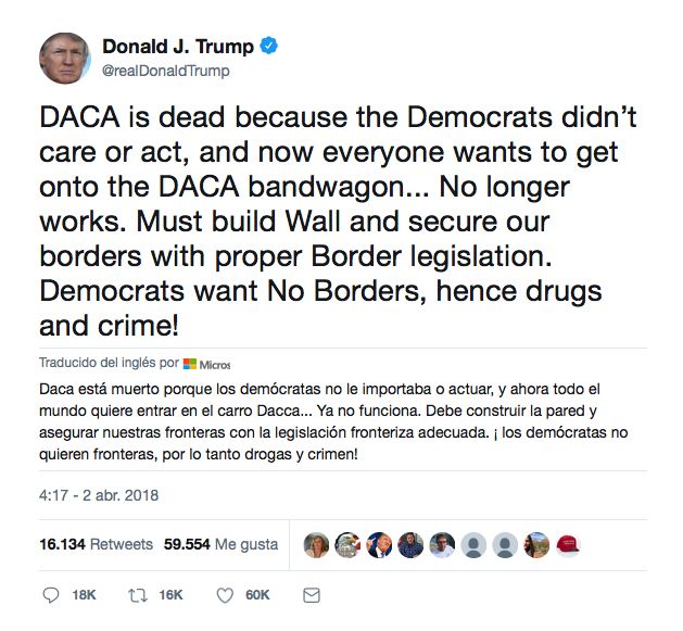 donad trump tweet daca is dead